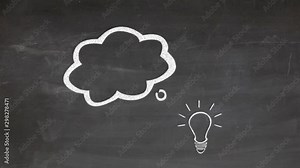 Light bulb representing new ideas animated on blackboard