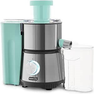 Dash Compact Centrifugal Juicer, Press Juicing Machine, 2-Speed, 2" Wide Feed Chute for Whole Fruit Vegetable, Anti-drip, Stainless Steel Sieve - Aqua