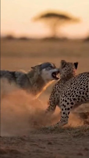 cheetah vs wolf #viral #animals #cuteanimal #wildanimals