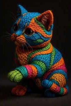 Knitted Cat: Adorable Yarn Kitty Comes to Life in Motion