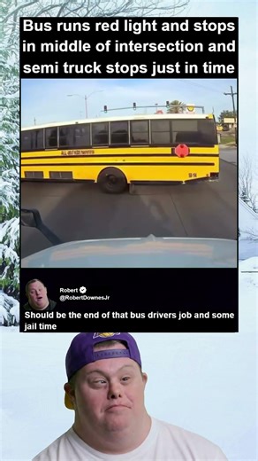 Bus Runs Red Light And Stops In Intersection