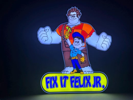 Fix-it Felix Jr. LED Lighted Sign, From the Movie Wreck-it Ralph. 3D Printed and Handmade, Home Office/mancave/she-shed Ready. - Etsy