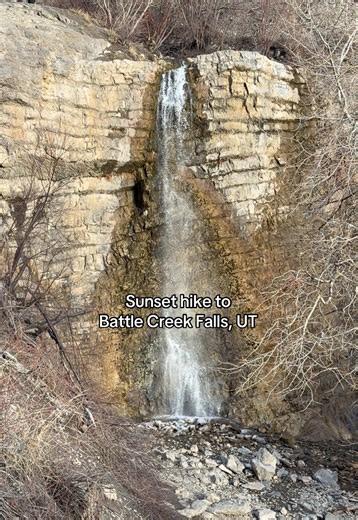 📍Battle Creek Falls, Utah. 0.6 miles to waterfall 491 ft elevation gain Did you know waterfalls might actually change the air you breathe? The crashing water releases something called negative ions that may boost mood and reduce stress. We did a sunset hike here and I always feel my mood improve when I get outdoors and into nature.🌅🌱 #utahcheck #nature #wayerfall #utah #fyp