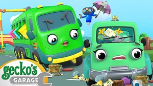 Gecko and Mama Recycle Truck have to follow a mystery trail of trash to find out who is dumping garbage all over the road. It's Dylan the Dump Truck! It's up to Gecko to clear up the garbage before it's too late. | Gecko's Garage