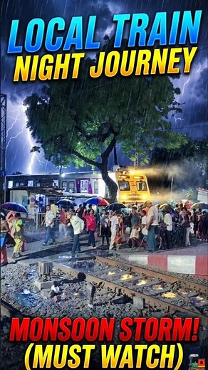 Local train Night monsoon Storm Journey🌧️⛈️🌪️☔ #shorts #train #trending