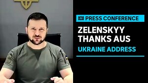 8.4K views · 698 reactions | Ukrainian president Volodymyr Zelenskyy has thanked the Albanese government and the Australian public for their wide-ranging support during an address to university students in Canberra. Speaking from an undisclosed location Zelenskyy asked students to continue to hold Moscow to account, describing the Russian media as a ‘propaganda machine’. | ABC News | Facebook