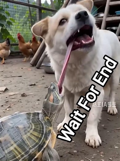 Dog vs Turtle Tongue Fight 😂 | Funny Animal Moment | YouTube Shorts