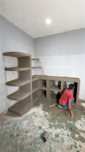 Simple Homemade Modular kitchen setup using bricks #shorts #cementcrafts #crafts #Viral