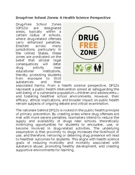Drug Free Zones Health Worksheet for Sub-Plan or Classwork & Homework
