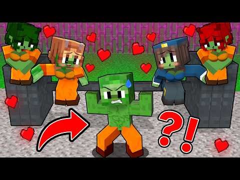 Zombie Surrounded by Girls Police and Criminal Lovers (Minecraft)