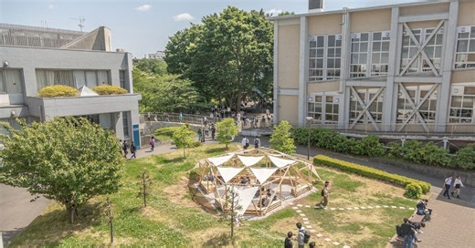 wooden hiyoshi pavilion by japanese university students creates new gathering space