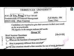 Fundaments of financial management 2079 question paper // BBS 2nd year// finance question paper 2079