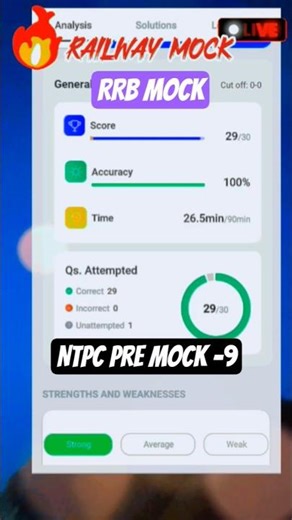 NTPC 😱PRE MOCK TEST -9✅ | NTPC 12TH LEVEL MOCK 🔥🎉 #shorts📚#ntpc2026 🎯#railwayexams