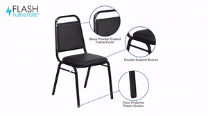 Flash Furniture Hercules Series Trapezoidal Vinyl Banquet and Event Chair, Commercial Event Chair with Padded Seat and Back, Black