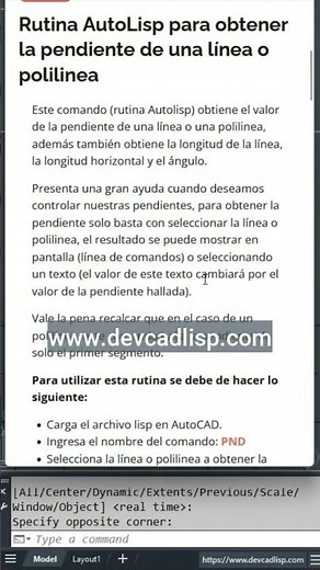 Rutina AutoLisp para obtener la pendiente de una línea o polilinea