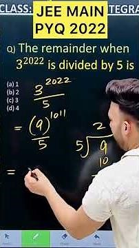 Q) The remainder when (3)^2022 is divided by 5 is #maths #jee #jee2025 #mathematics #jeemaths
