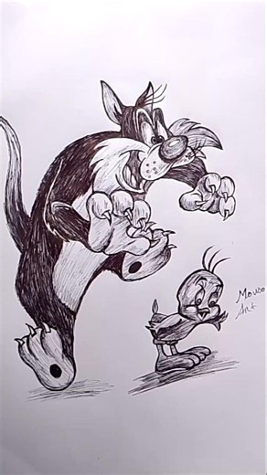 The Most Famous Cat & Bird Chase Ever! 🎨 #mousomiart