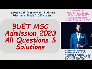 BUET MSC Admission-2023 Mechanical Engineering Questions & Solutions|| KJP Adventure Batch
