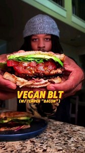 This Vegan BLT Sandwich made with Tempeh bacon really made my day. Tempeh has a really meaty texture which makes for the perfect bacon alternative if prepared correctly. Recipe ⬇️: Ingredients: 8 oz of Tempeh 2 slices of vegan bread 2 slices of tomatoes Lettuce Sliced avocados Spicy mayo (vegan mayo mixed with Sriracha) Mustard Marinade: 2 tbs avocado oil (can omit if you want) 6 tbs of liquid aminos 4 tbs maple syrup 3 tsp smoked paprika 3 tsp liquid smoke 1 tsp of black pepper Marinate for 15 