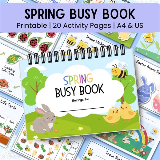 Spring Busy Book, Toddler Learning Binder, Spring Activity Printables, Spring Preschool Activities, Montessori Busy Books, Toddler Activity - Etsy