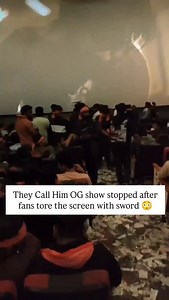 24K views · 2.5K reactions | #TheyCallHimOG show stopped as fans tore the screen with Sword ⚔️ #PawanKalyan #MovieTalkies | Movie Talkies | Facebook