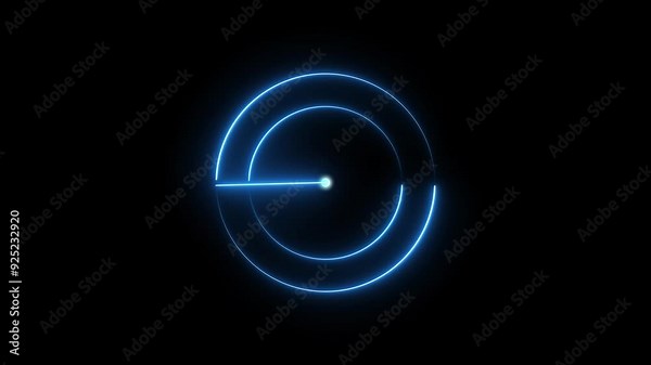 Animated radar screen technology. HUD signal transmitted neon light searching radar screen and technology radio waves signal animation.