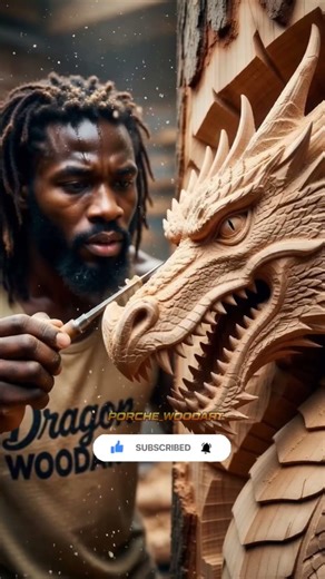 I carved a Dragon from wood | Wait for the final result #woodcarving #dragon #handmade #shorts
