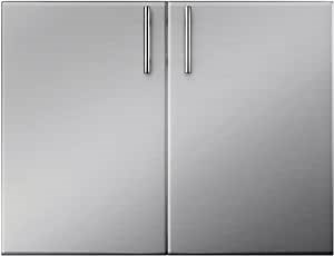 BBQ Access Double Door 30W x 23H Inch BBQ Door Stainless Steel with Storage Shelf Outdoor Kitchen Doors for Commercial BBQ Island