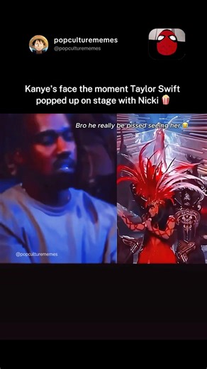 Kanye’s face the moment Taylor Swift popped up on stage with Nicki Minaj