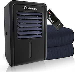 Adamson B10 Navy Blue Bed Cooling System - Twin 75” L x 39” W - 100% Cotton Mattress Cooling Bed Pad for Night Sweats - Water Bed Cooler - Ideal for Hot Sleepers - 5-Year Assurance