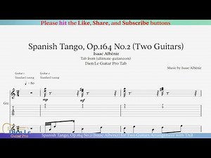 Spanish Tango, Op.164 No.2 (Isaac Albéniz) for Two Guitars Arrangement with TAB