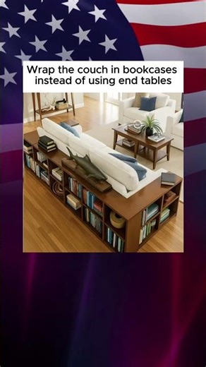 Surround Your Couch with Bookcases Instead of Using End Tables.
