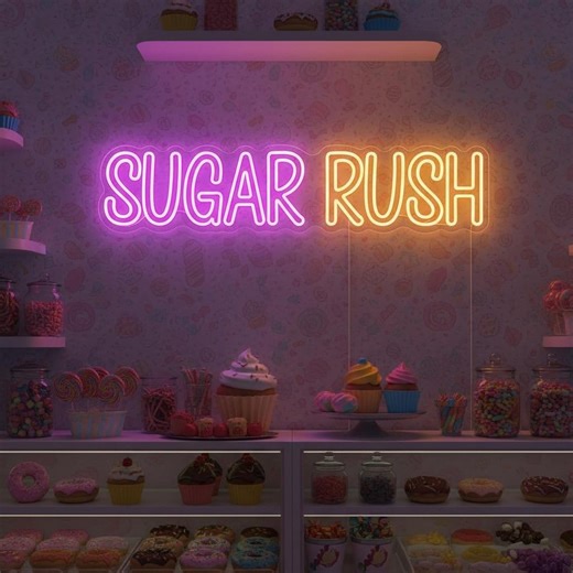 Sugar Rush Neon Sign Candy Shop Bakery Kids Room Wall Decor - Etsy