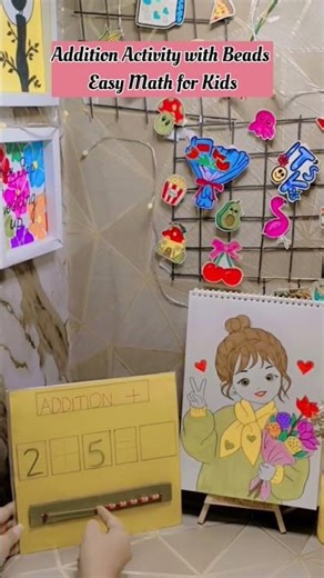 Addition Activity with Beads | Easy Math for Kids🌸#AdditionActivity#BeadsAddition#Maths#EasyAddition