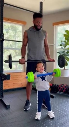 Mini Me Tries Dad's Workout Routine