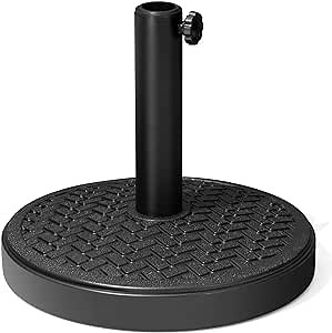 Crestlive Products Umbrella Base 30lbs, Patio Umbrella Stand Outdoor Base, Heavy Duty Round Cement Market Umbrella Holder for Garden, Backyard, Lawn, Beach, Pool, Weave Decorative Pattern, Black