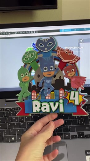 Topos de Bolo PJ Masks para Aniversário de 4 Anos