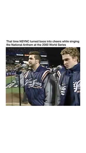 Singers Legacy on Instagram: "They turned those boos into cheers in no time 👏 Back in 2000, NSYNC took the field at Shea Stadium to perform “The Star-Spangled Banner” before Game 3 of the World Series. The crowd wasn’t exactly welcoming at first—but those flawless harmonies changed everything, earning them a roaring ovation by the end. #nsync #justintimberlake #worldseries #2000s #popculture #nostalgia #throwback"