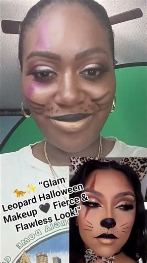 🐆✨ “Glam Leopard Halloween Makeup 🖤 Fierce & Flawless Look!”#HalloweenMakeup, #LeopardMakeup