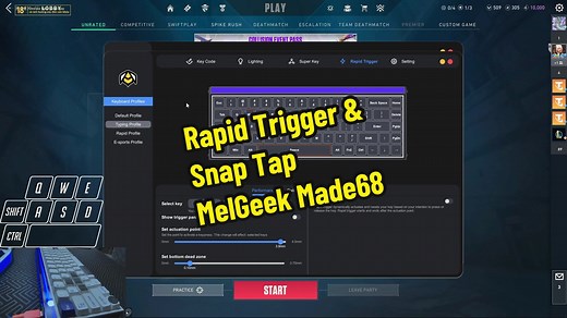 Settings rapid trigger & Snap Tap trên Made68