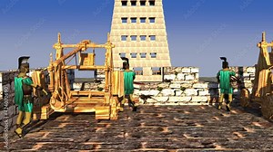 the Helepolis war machinet he largest ever built attacks the Castles of Rhodes during its conquest by Demetrius the besieger during the Hellenistic era 3D animation video