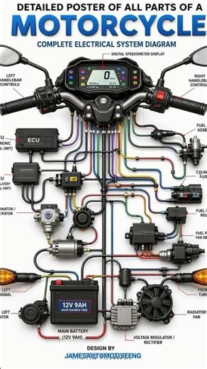 COMPLETE MOTORCYCLE ELECTRICAL SYSTEM EXPLAINED #motorcyclepart #autoelectrical #jamesautomotiveeng