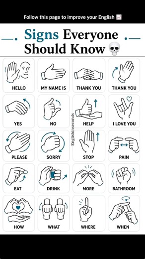 Learn Basic Sign Language in 60 Seconds! 🤟✨ #english #dailyenglish #vocabulary #anouncement