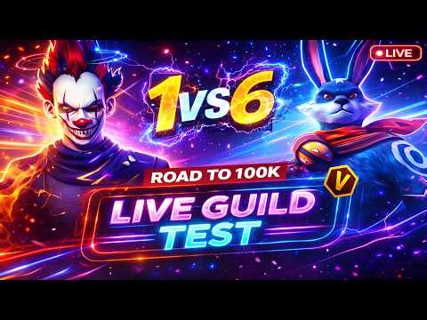 FF LIVE TOP 1 💀 BEST GUILD TEST 1 VS 4 | ROAD TO 100K | LIVE GUILD TESTING #fflive #girllive #ffgirl