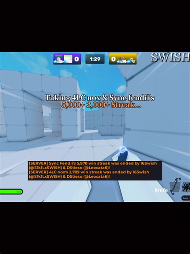 Taking Sync Fendii's Streak with Knife Only in Roblox