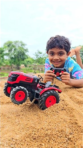 Kid Playing with Powerful RC Tractor! Stunt in Sand | CS Toy