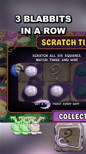 3 Blabbits in a Row Scratch ticket #mysingingmonsters #waterisland #msm