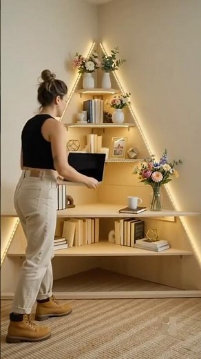 DIY Triangle Shelf Build That Transforms Any Empty Corner! 🛠️✨ #Shorts