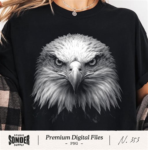 Bald Eagle Face PNG, Vintage Halftone Portrait Illustration, American Patriotic Bird Graphic, Realistic Wildlife Head Art, Shirt Design DTF - Etsy