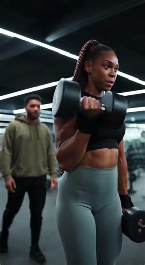 She curled 100 pound dumbbells for reps #biceps #workout